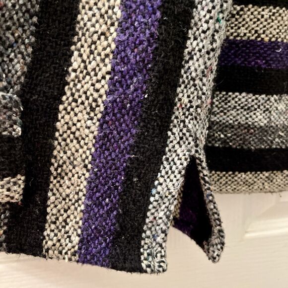 Vtg Baja Jacket L SDC Purple Striped Pullover Drug Rug Hoodie Skater Surfer Y2K - Picture 6 of 8